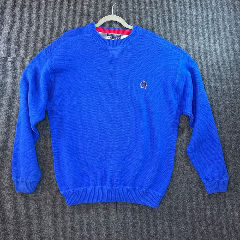 (SOLD) VTG Tommy Hilfiger Sweater Mens XL Blue Cotton Crewneck
